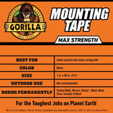 Gorilla 60 in. L X 1 in. W Double-Sided Mounting Tape