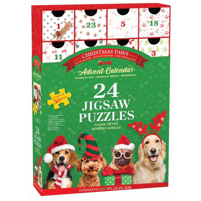 Eurographics Christmas Paws Advent Calendar (Dogs) Jigsaw Puzzles Multicolored 1200 pc