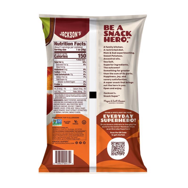Jackson's Carolina BBQ Kettle Cooked Potato Chips 5 oz Bagged