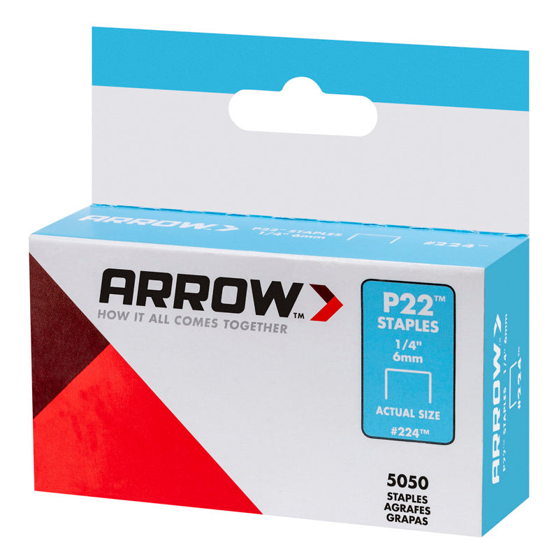 Arrow P22 7/16 in. W X 1/4 in. L 24 Ga. Medium Crown Staples 5050 pk
