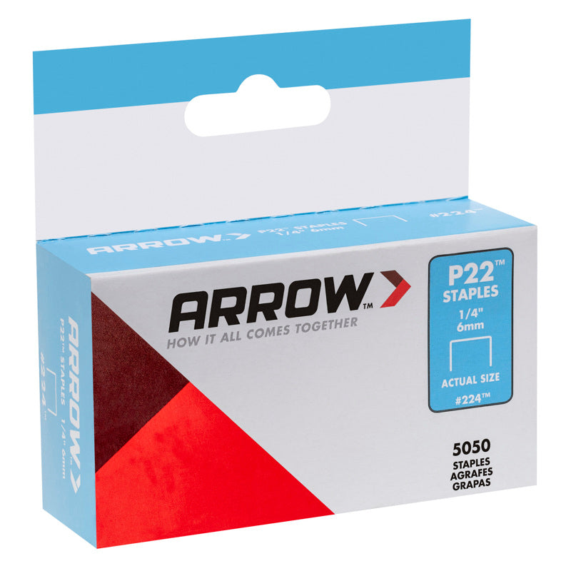 Arrow P22 7/16 in. W X 1/4 in. L 24 Ga. Medium Crown Staples 5050 pk