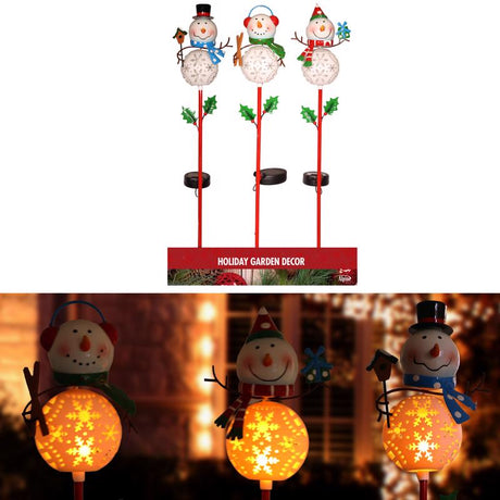 Alpine LED Solar Snowman Christmas 36 in. Garden Stake