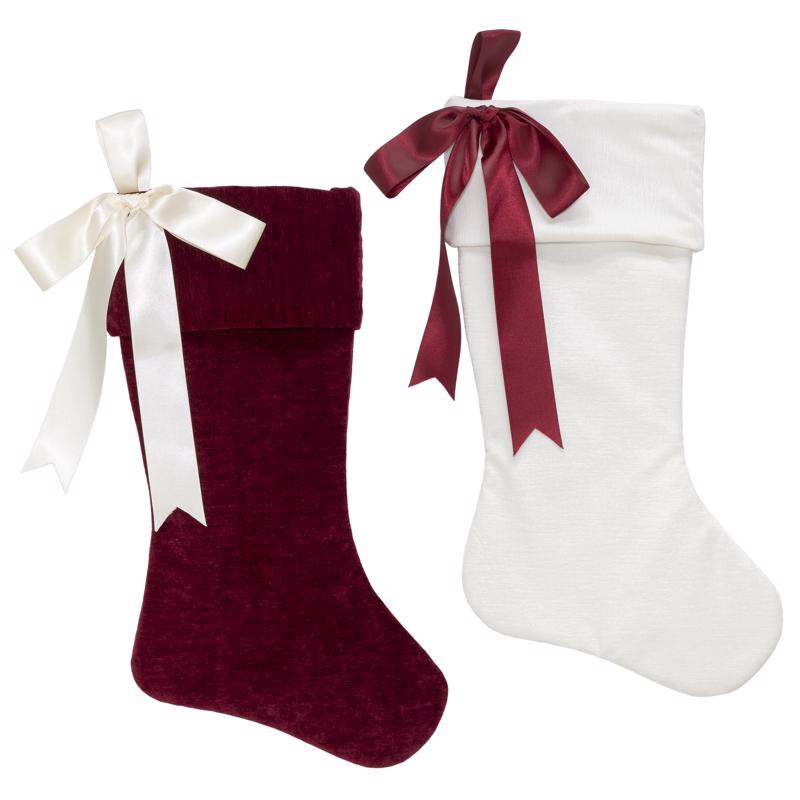 Dyno Red/White Matte W/Bow Christmas Stocking 20 in.