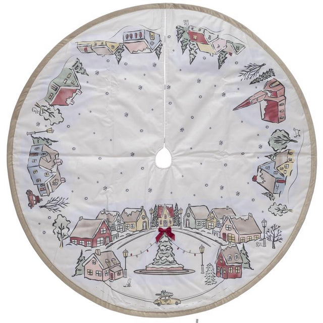 Dyno White/Warm Gray Tree Village Tree Skirt