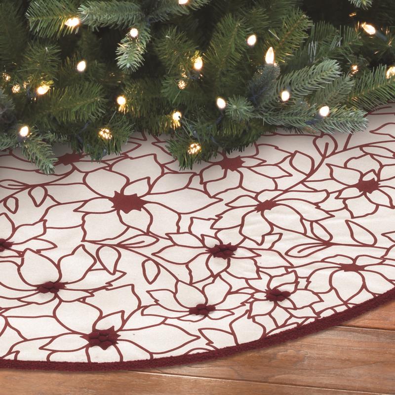 Dyno Ivory/Red Poinsettia Tree Skirt
