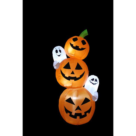 A Holiday Company 14 ft. LED Prelit Pumpkin Stack w/Ghosts Inflatable