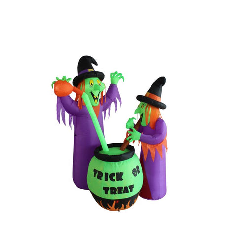 A Holiday Company 6 ft. LED Prelit Witches w/Cauldron Inflatable