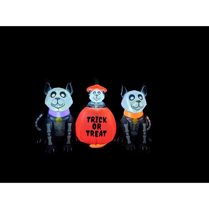 A Holiday Company 7 ft. LED Prelit Animated Skeleton Dog Family Inflatable