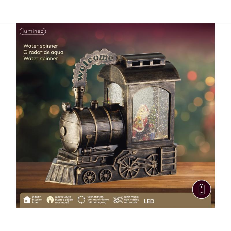 Lumineo LED Brown Train Water Spinner Animated Decor 9 in.