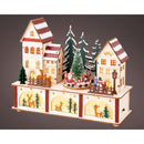 Lumineo LED Red/White Village with Santa Animated Decor 9 in.