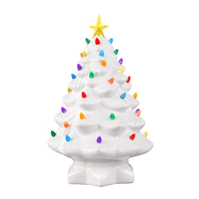 Mr. Christmas LED White Nostalgic Tree Table Decor 14 in.
