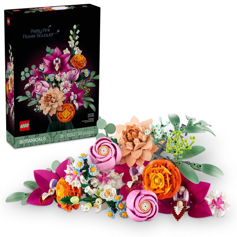 LEGO Botanicals Pretty Pink Flower Bouquet Building Kit Multi 749 pc
