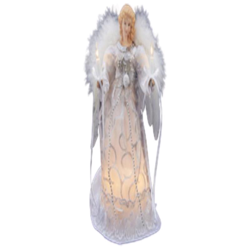 Kurt S. Adler Incandescent Silver/White Angel Tree Topper 9 in.