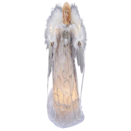 Kurt S. Adler Incandescent Silver/White Angel Tree Topper 9 in.