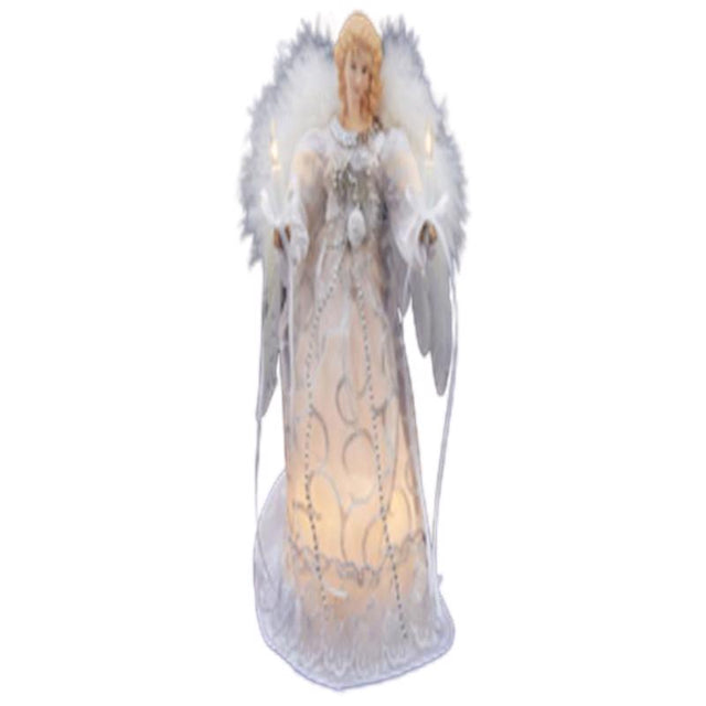 Kurt S. Adler Incandescent Silver/White Angel Tree Topper 9 in.