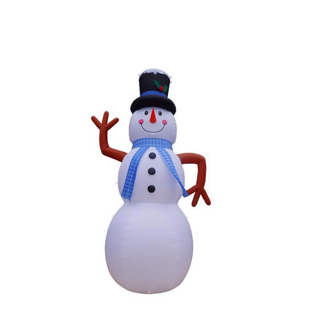A Holiday Company LED Snow Man Blue Scarf 20 ft. Inflatable