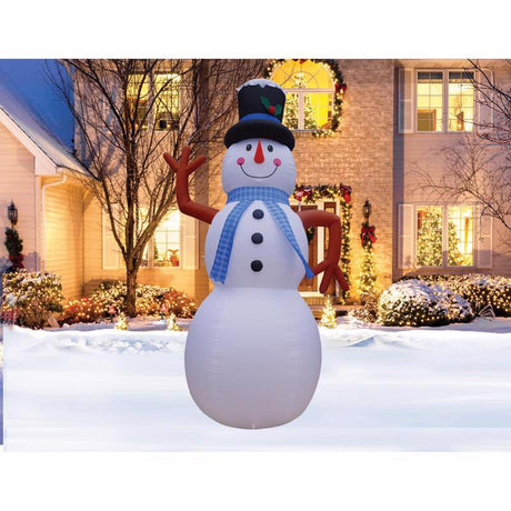 A Holiday Company LED Snow Man Blue Scarf 20 ft. Inflatable