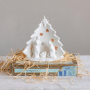 Creative Co-Op White Holy Family with Tree & Cut-Outs Table Decor 6 in.