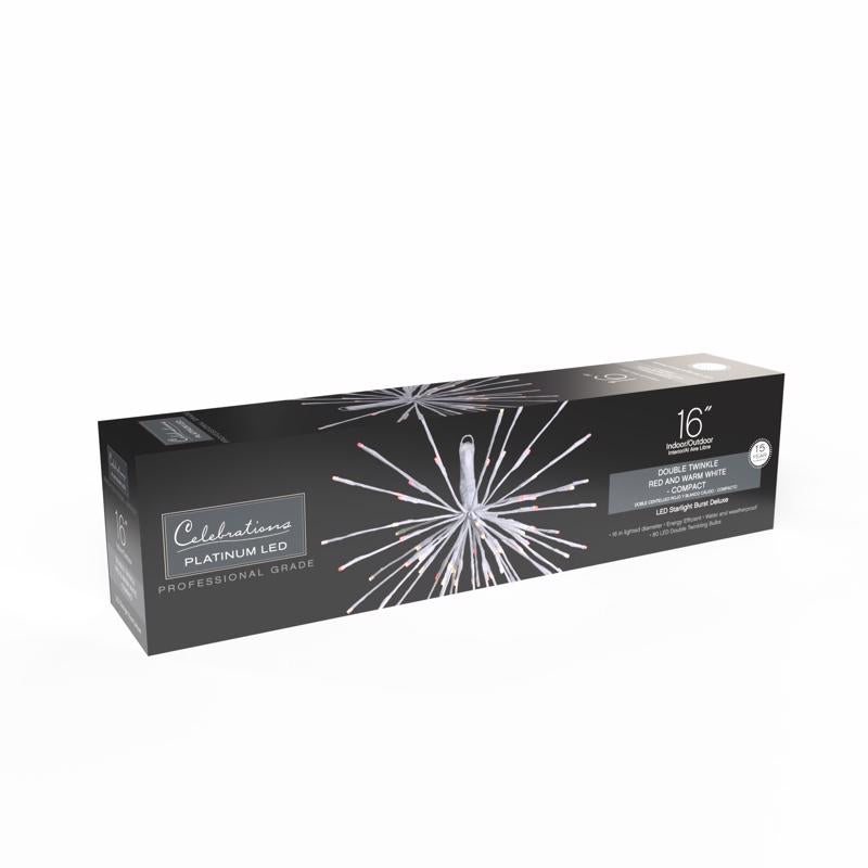 Celebrations LED Red/White Starlight Burst Deluxe 16 in. Hanging Decor