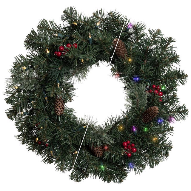 Celebrations 24 in. D LED Prelit Mixed Pine Wreath