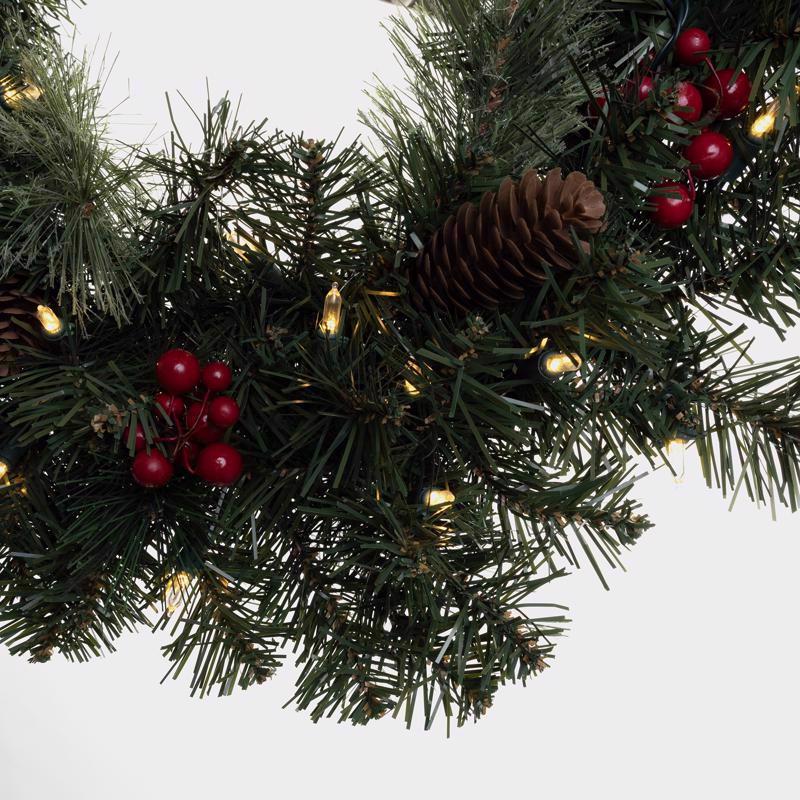 Celebrations 24 in. D LED Prelit Mixed Pine Wreath