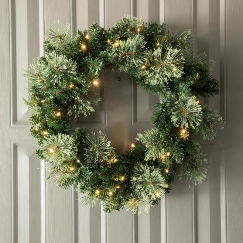 Celebrations LED Prelit Multicolored/Warm White Mixed Pine Wreath