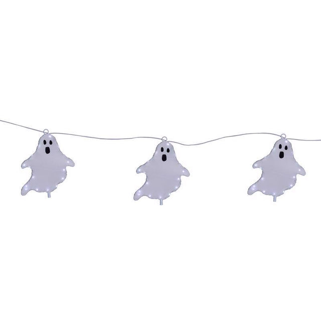 Celebrations Halloween White 16 in. LED 3 Ghost with stake Halloween Decor