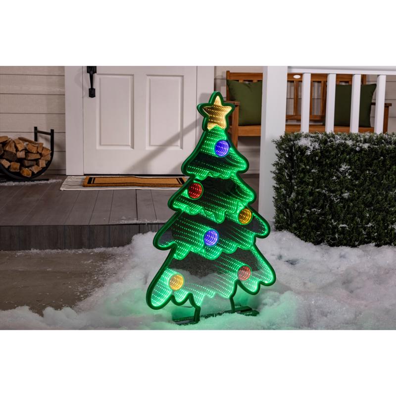 Celebrations LED Infinity Christmas Tree 30 in. Yard Decor
