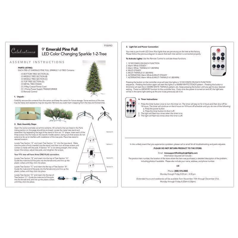 Holiday Bright Lights 9 ft. Full LED 3400 ct Emerald Pine Sparkle Color Changing Christmas Tree