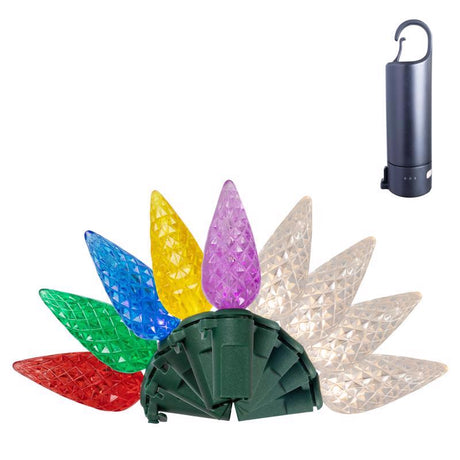 Celebrations Platinum LED C6 Multicolored/Warm White 50 ct String w/ Powerbank Christmas Lights