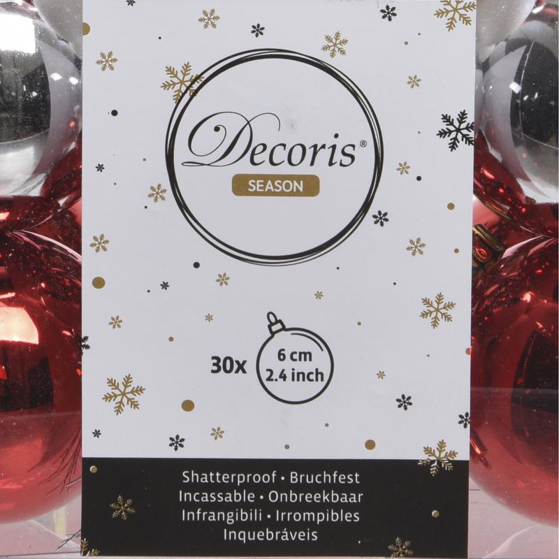 Decoris Red/Silver/White Shatterproof Ornaments