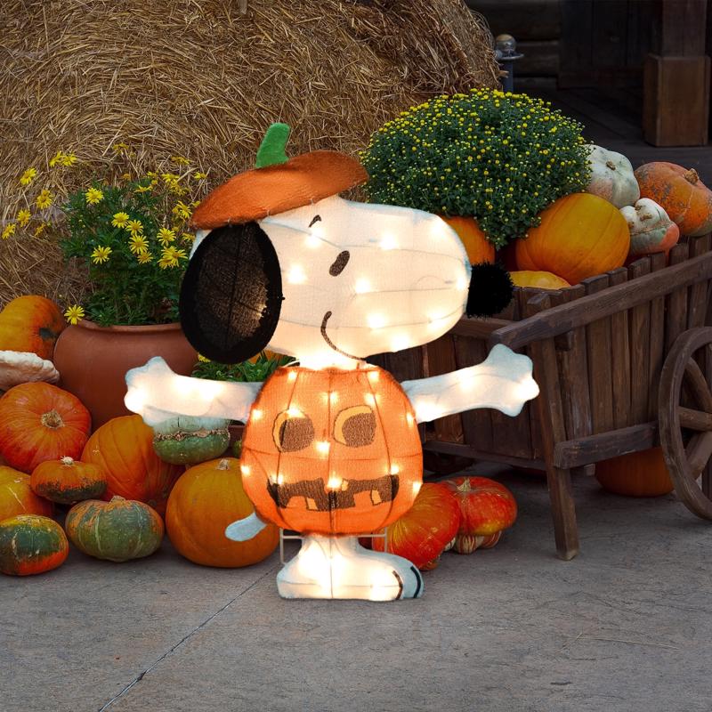 Peanuts 24 in. Prelit Snoopy in Jack-O-Lantern Yard Decor