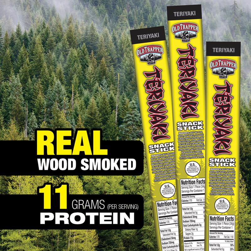 Old Trapper Teriyaki Snack Stick 1.2 oz Shrink Wrapped