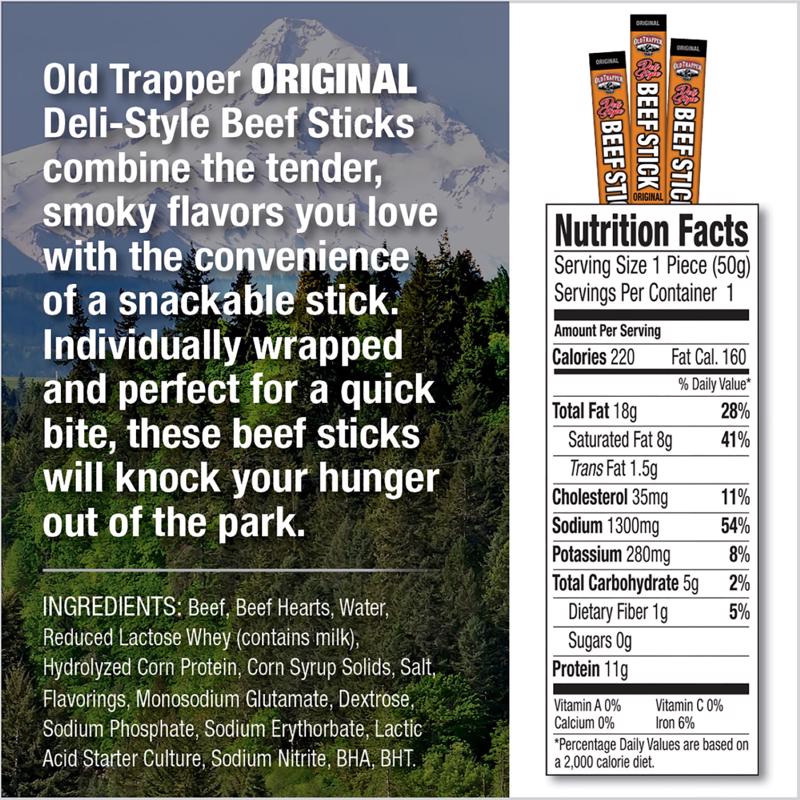 Old Trapper Original Beef Stick 1.75 oz Shrink Wrapped