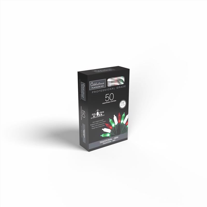 Celebrations Platinum LED T5 Red/Green/Pure White 50 ct String Christmas Lights