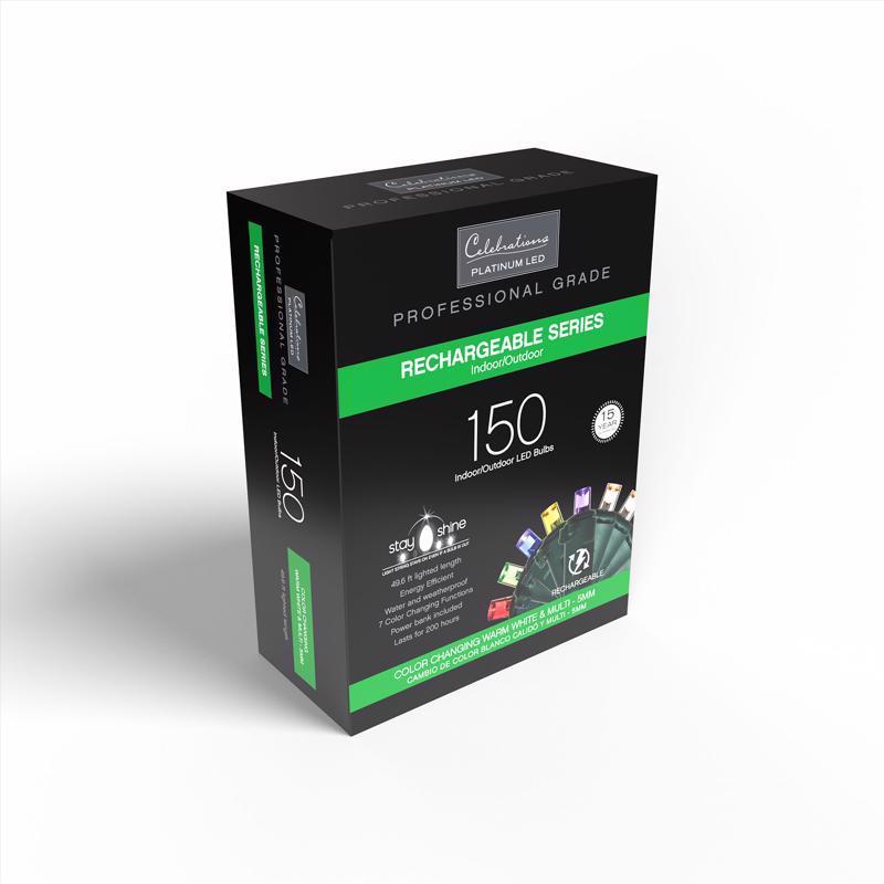 Celebrations Platinum LED Micro/5mm Multicolored/Warm White 150 ct String w/ Powerbank Christmas Lig