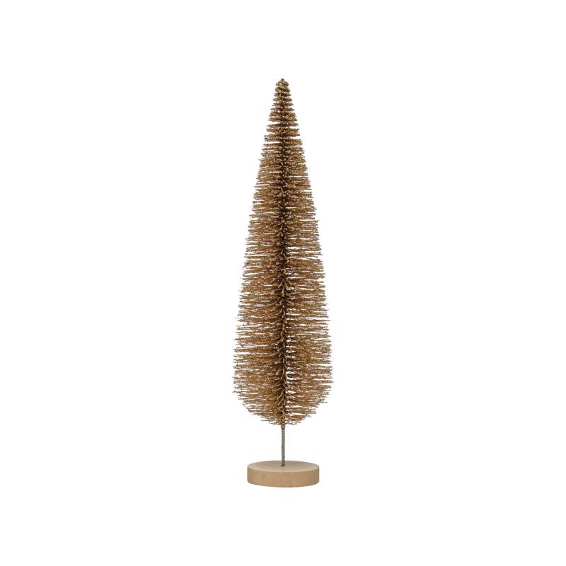 Creative Co-Op Enchanted Christmas Gold Bottle Brush Tree Table Decor 15 in.