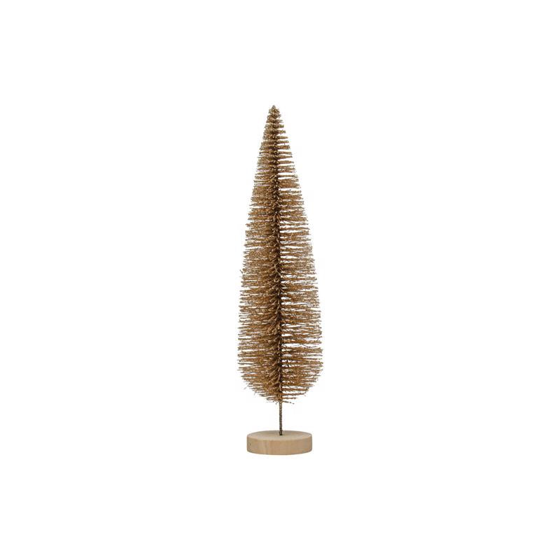 Creative Co-Op Enchanted Christmas Gold Bottle Brush Tree Table Decor 13 in.