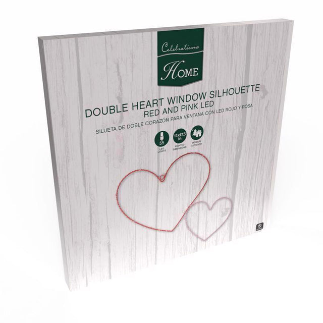 Celebrations Double Heart Silhouette Window Decor Metal 1 pk