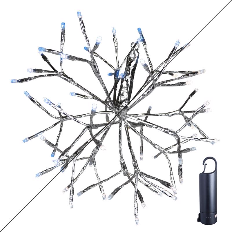 Celebrations Platinum LED Blue/Pure White Rechargeable Shimmering Sphere 12 in. Hanging Decor