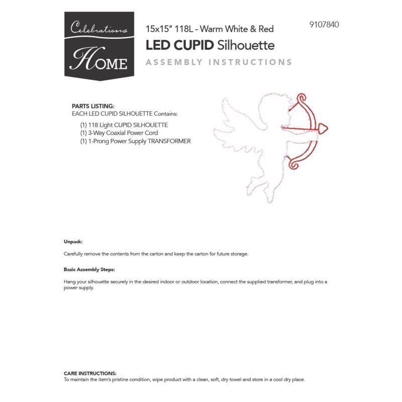 Celebrations Cupid Silhouette Window Decor Metal 1 pk