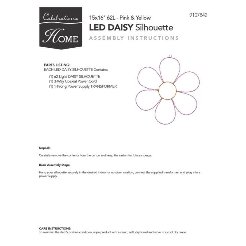 Celebrations Daisy Flower Silhouette Window Decor Metal 1 pk