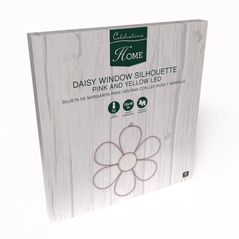 Celebrations Daisy Flower Silhouette Window Decor Metal 1 pk