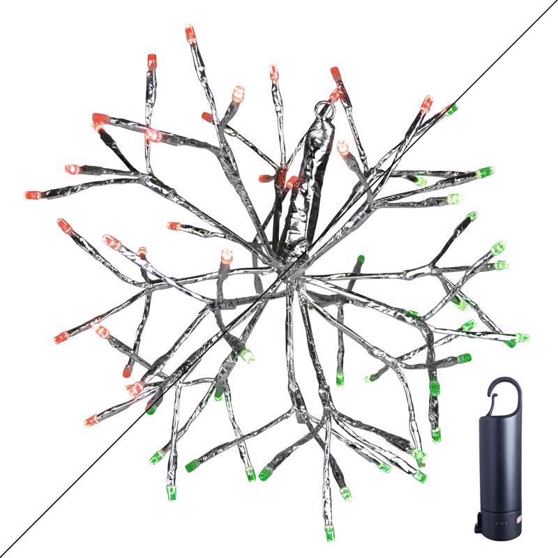 Celebrations Platinum LED Green/Red Rechargeable Shimmering Sphere 12 in. Hanging Decor