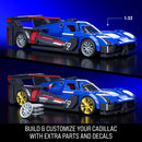 Hot Wheels Brick Shop Speed Series Cadillac Project GTP Hypercar Building Set Blue, Red 236 pc