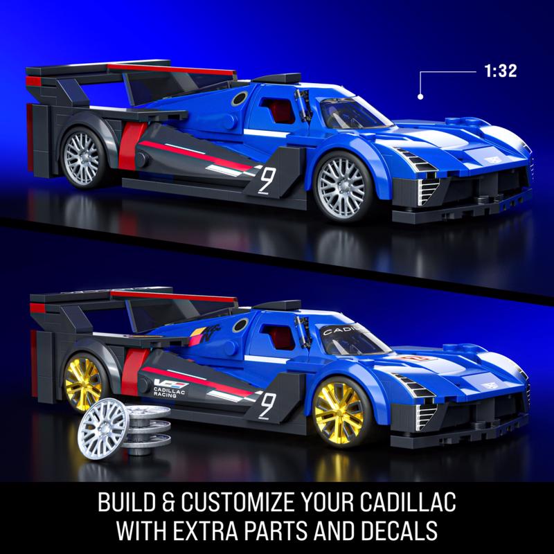 Hot Wheels Brick Shop Speed Series Cadillac Project GTP Hypercar Building Set Blue, Red 236 pc