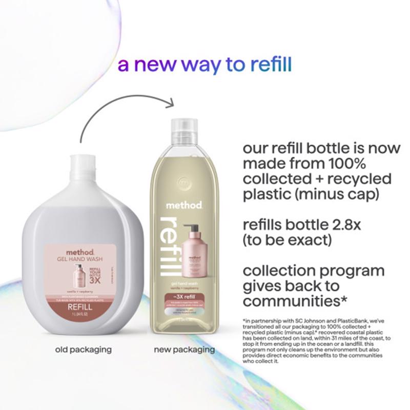 Method Vanilla & Raspberry Scent Gel Hand Wash 34 oz