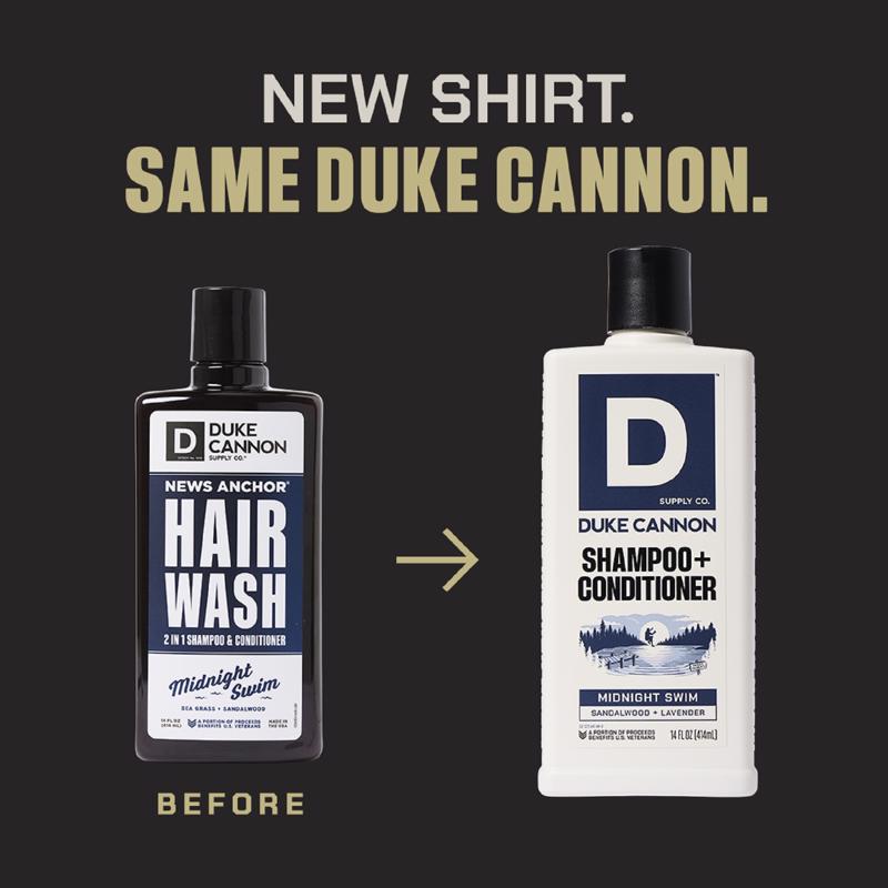 Duke Cannon Midnight Swim Sandalwood + Lavender Scent Shampoo Plus Conditioner 14 oz 1 pk