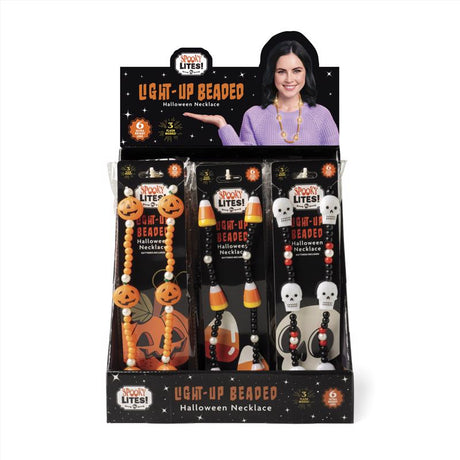 Spooky Lites LED Light Up Beaded Halloween Necklace 1 pk