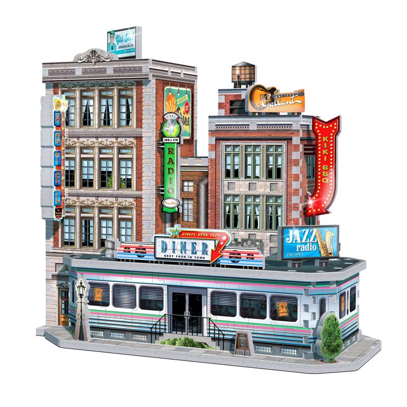 Wrebbit3D Urbania 1950's Diner 3D Jigsaw Puzzle Multicolored 425 pc